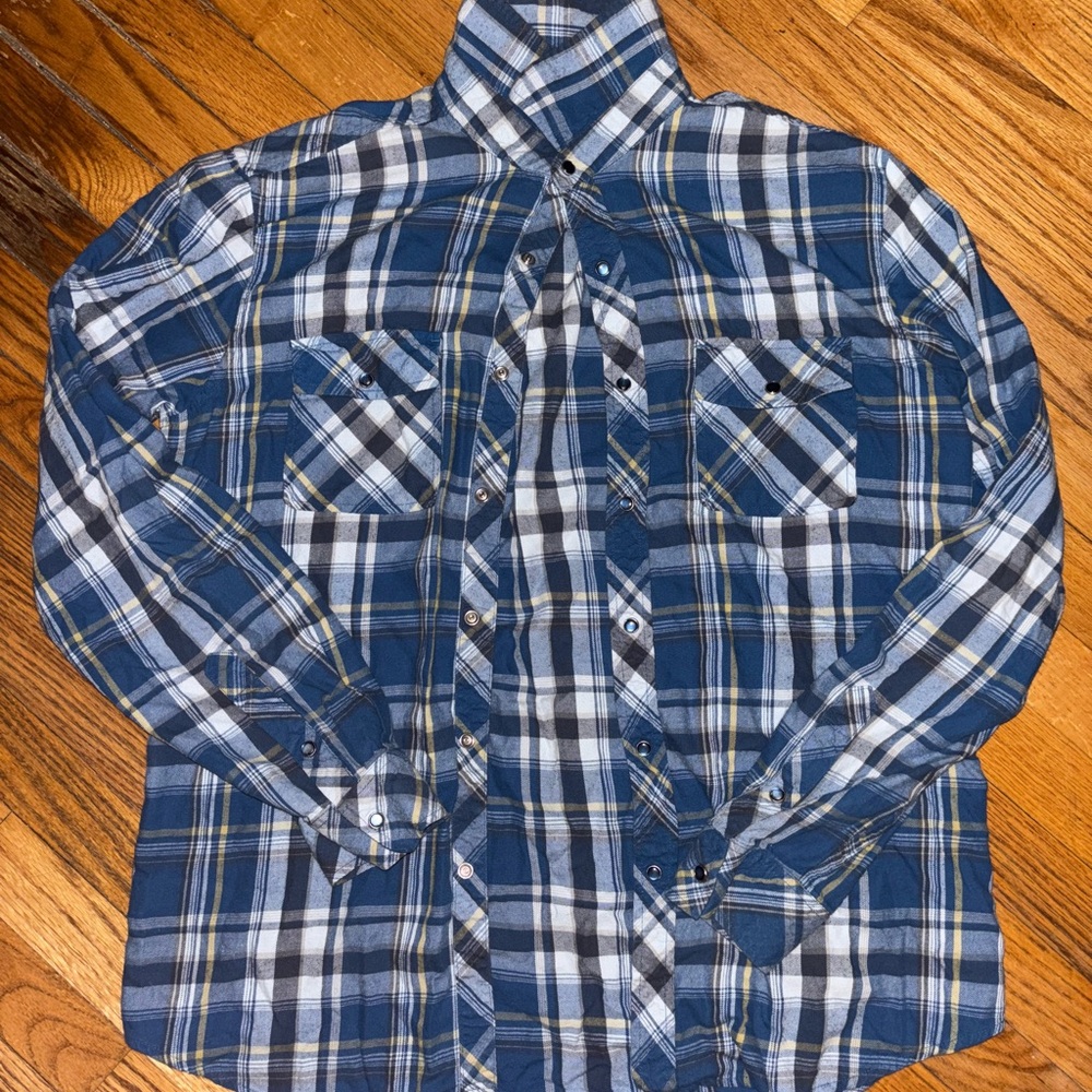 Large Blue Plaid Machine Men's Shirt
